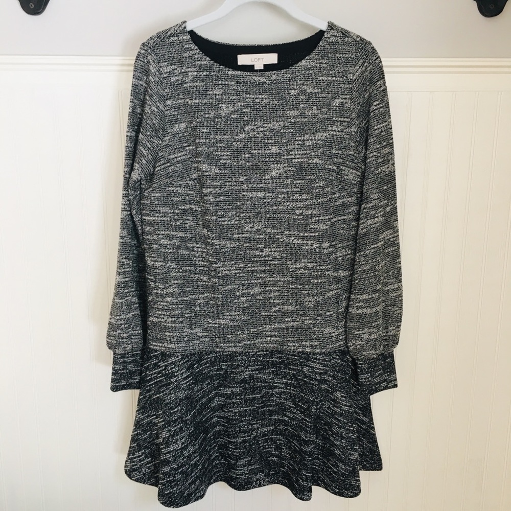 NWT Loft Boucle Shift Flounce Dress